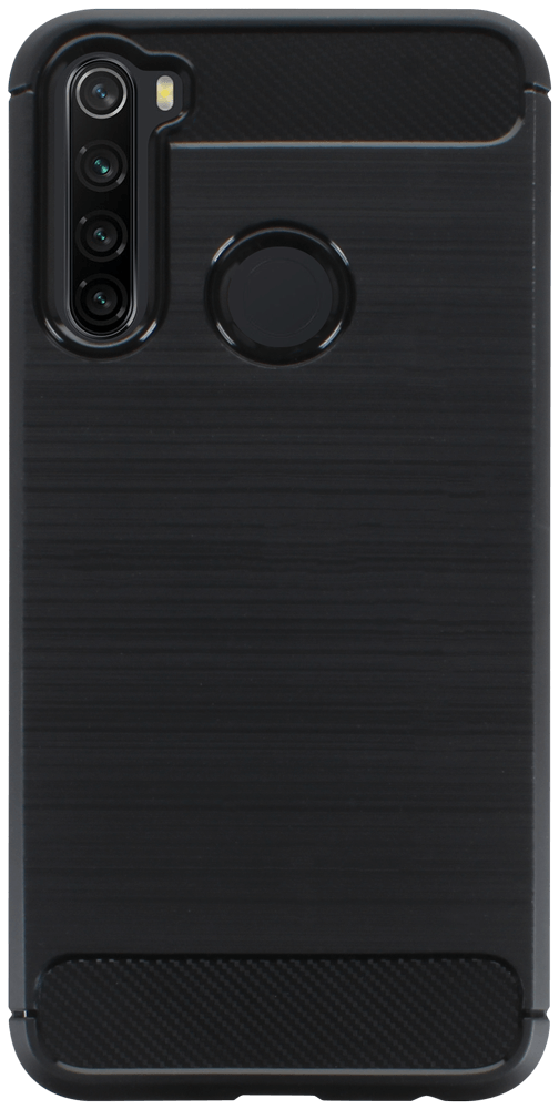 Xiaomi Redmi Note 8 2021 ütésálló szilikon tok szálcsiszolt-karbon minta légpárnás sarok fekete