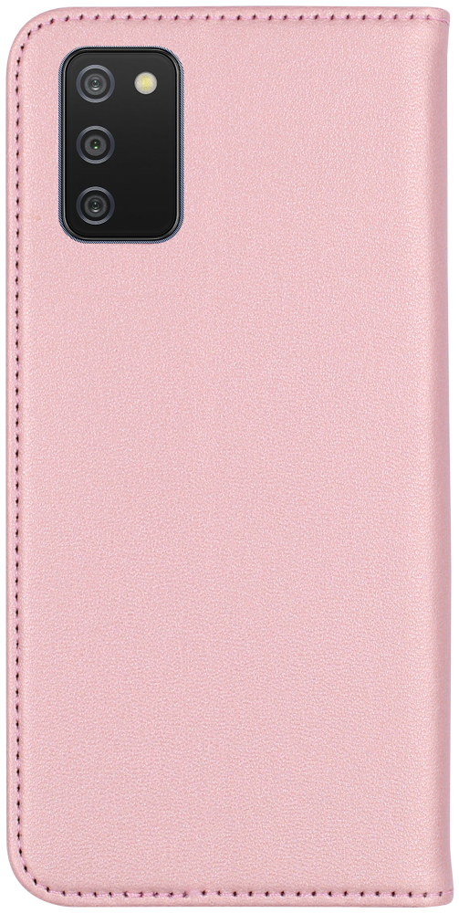 Samsung Galaxy A02s (SM-A025) oldalra nyíló flipes bőrtok asztali tartó funkciós rozéarany