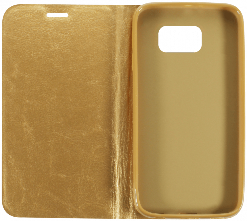Samsung Galaxy S6 (G920) oldalra nyíló flipes bőrtok asztali tartó funkciós arany