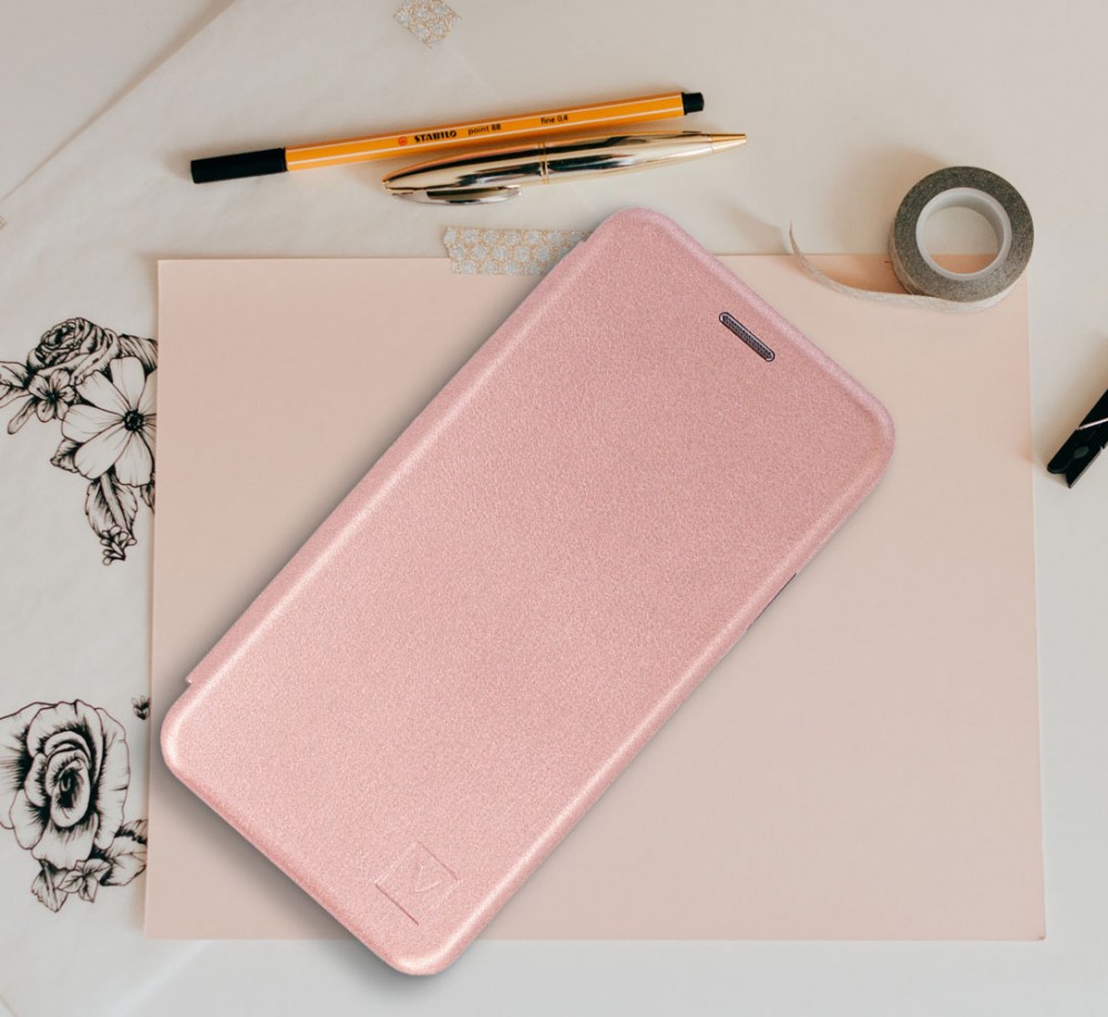 Huawei P50 Pro oldalra nyílómágneses flipes bőrtok prémium minőség rozéarany