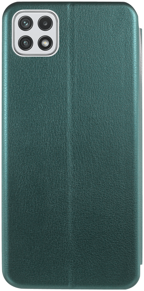 Samsung Galaxy A22 5G (SM-A226B) oldalra nyíló mágneses flipes bőrtok prémium minőség sötétzöld