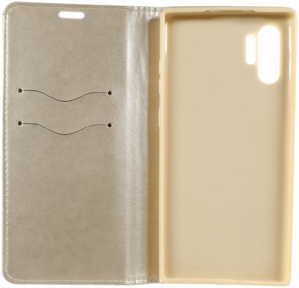 Samsung Galaxy Note 10 Plus oldalra nyíló flipes bőrtok asztali tartó funkciós arany