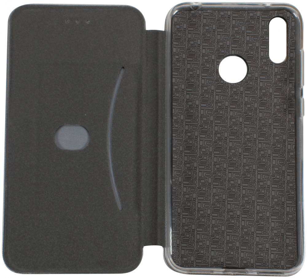 Huawei Y7 2019 oldalra nyíló mágneses flipes bőrtok prémium minőség ezüst