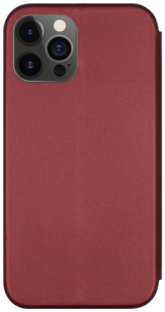 Apple iPhone 12 Pro Max oldalra nyíló mágneses flipes bőrtok prémium minőség bordó