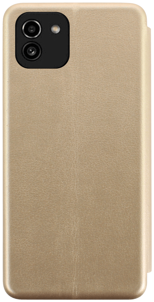 Samsung Galaxy A03 (SM-A035G) oldalra nyíló mágneses flipes bőrtok prémium minőség arany