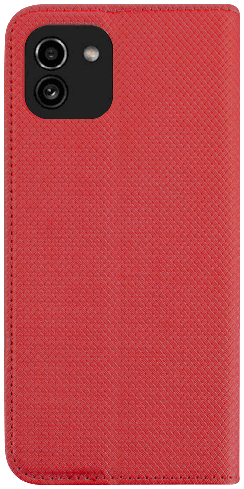 Samsung Galaxy A03 (SM-A035G) oldalra nyíló flipes bőrtok rombusz mintás piros