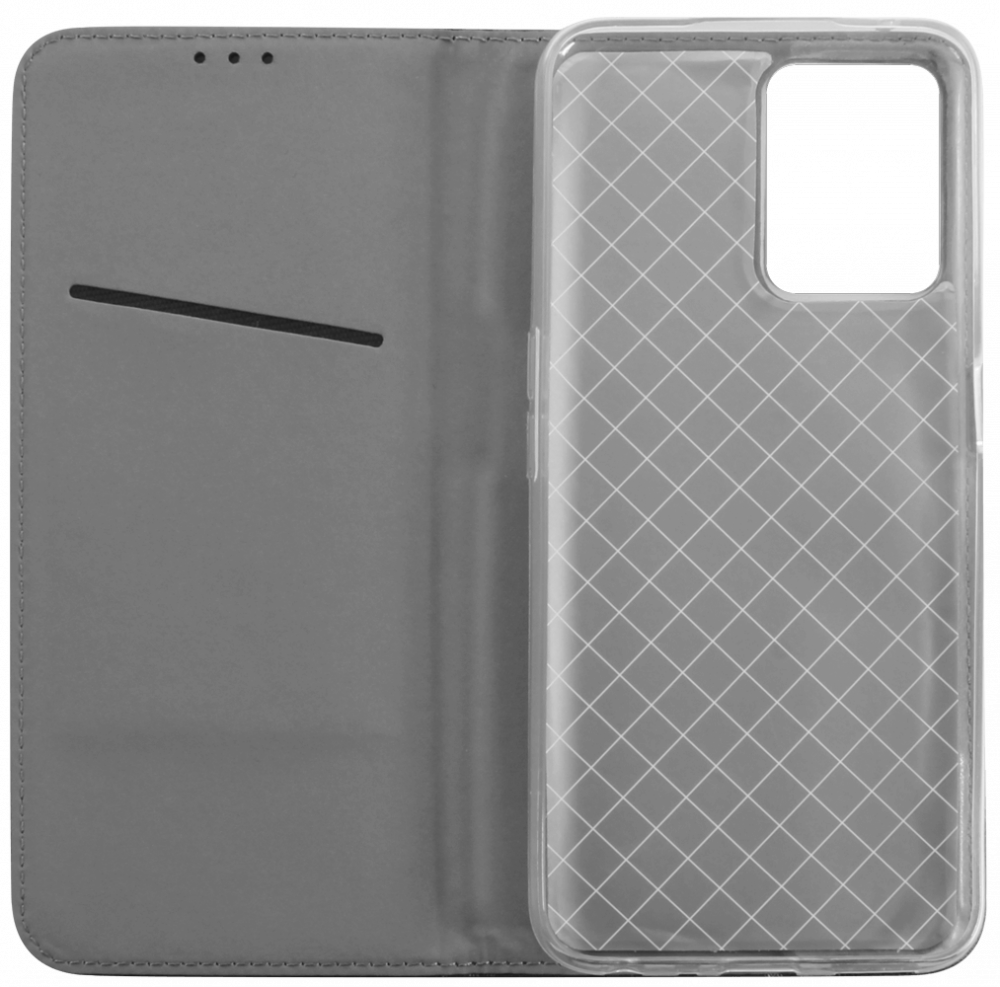 Realme 9 Pro oldalra nyíló flipes bőrtok rombusz mintás fekete