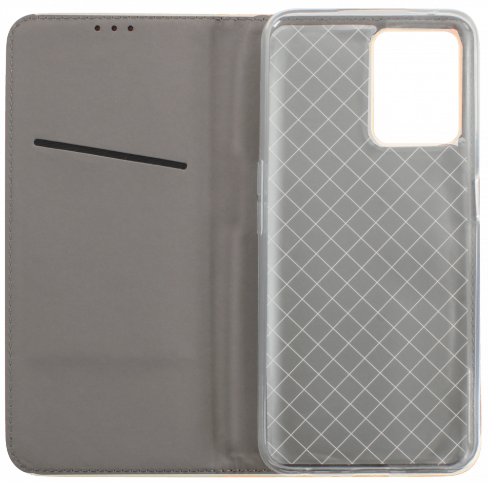 Realme 9 Pro oldalra nyíló flipes bőrtok rombusz mintás arany