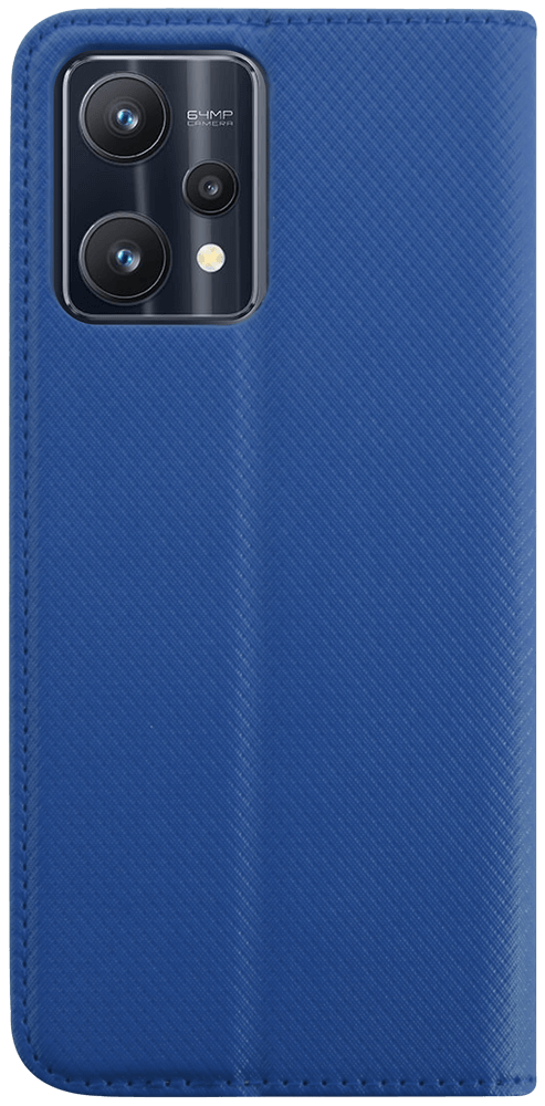 Realme 9 Pro oldalra nyíló flipes bőrtok rombusz mintás sötétkék