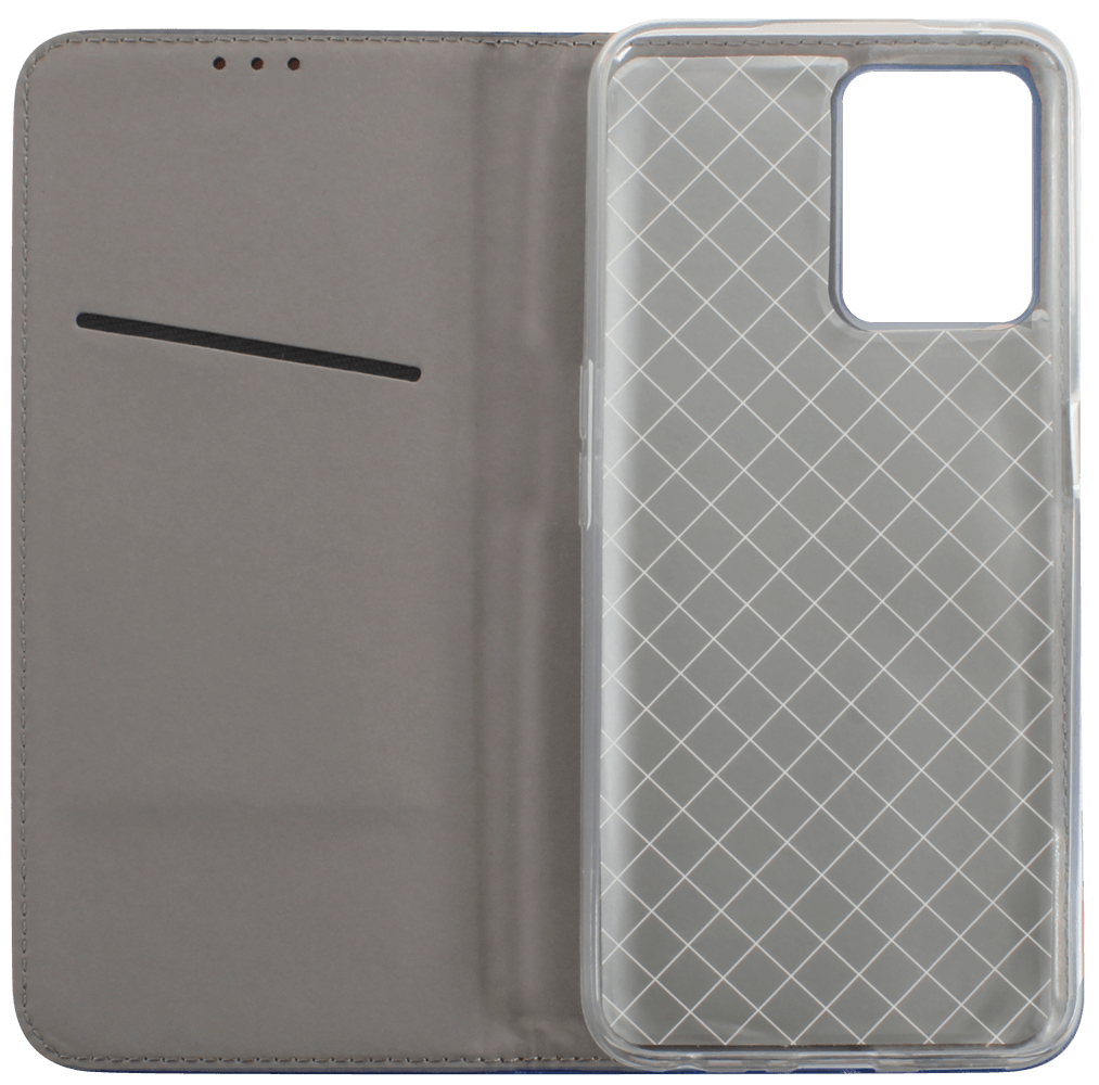 Realme 9 Pro oldalra nyíló flipes bőrtok rombusz mintás sötétkék