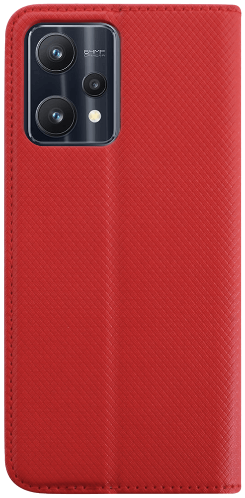 Realme 9 Pro oldalra nyíló flipes bőrtok rombusz mintás piros