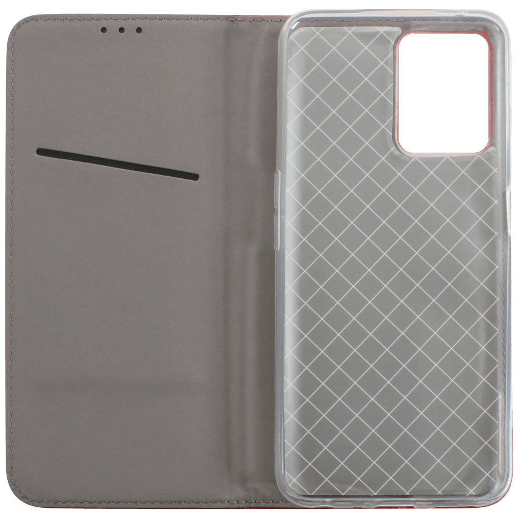 Realme 9 Pro oldalra nyíló flipes bőrtok rombusz mintás piros