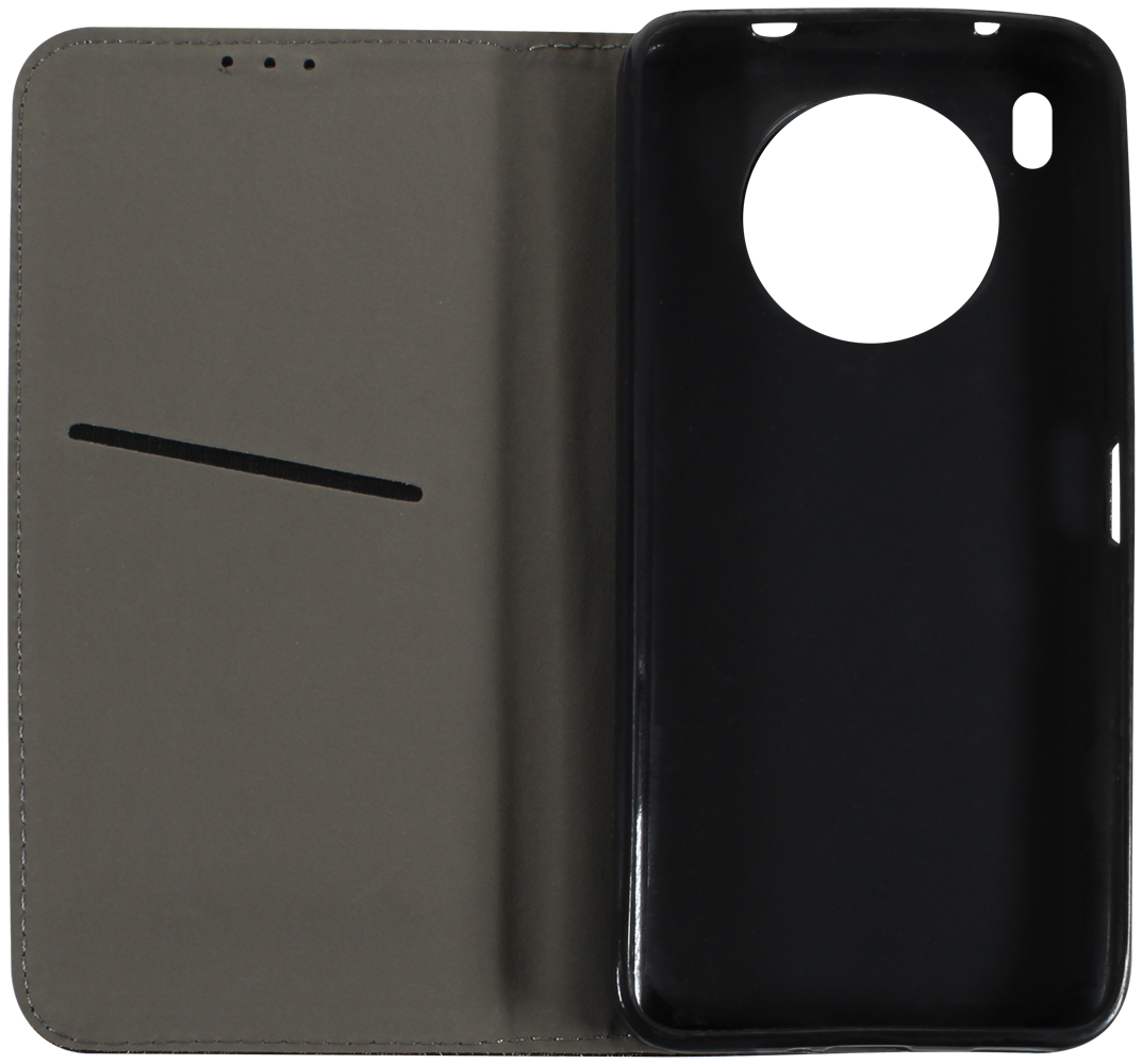 Huawei Nova 8i oldalra nyíló flipes bőrtok rombusz mintás fekete