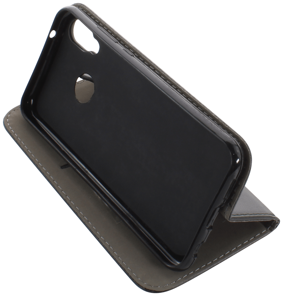 Huawei P20 Lite oldalra nyíló flipes bőrtok asztali tartó funkciós fekete