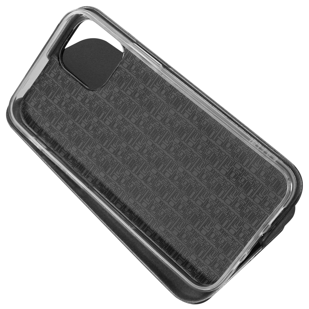 Apple iPhone 12 Mini oldalra nyíló mágneses flipes bőrtok prémium minőség fekete