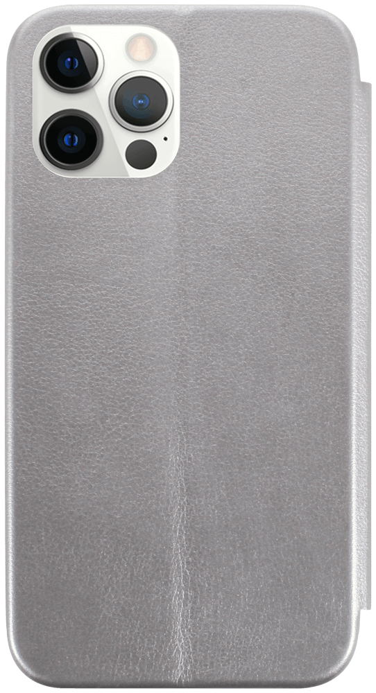 Apple iPhone 12 Pro Max oldalra nyíló mágneses flipes bőrtok prémium minőség ezüst