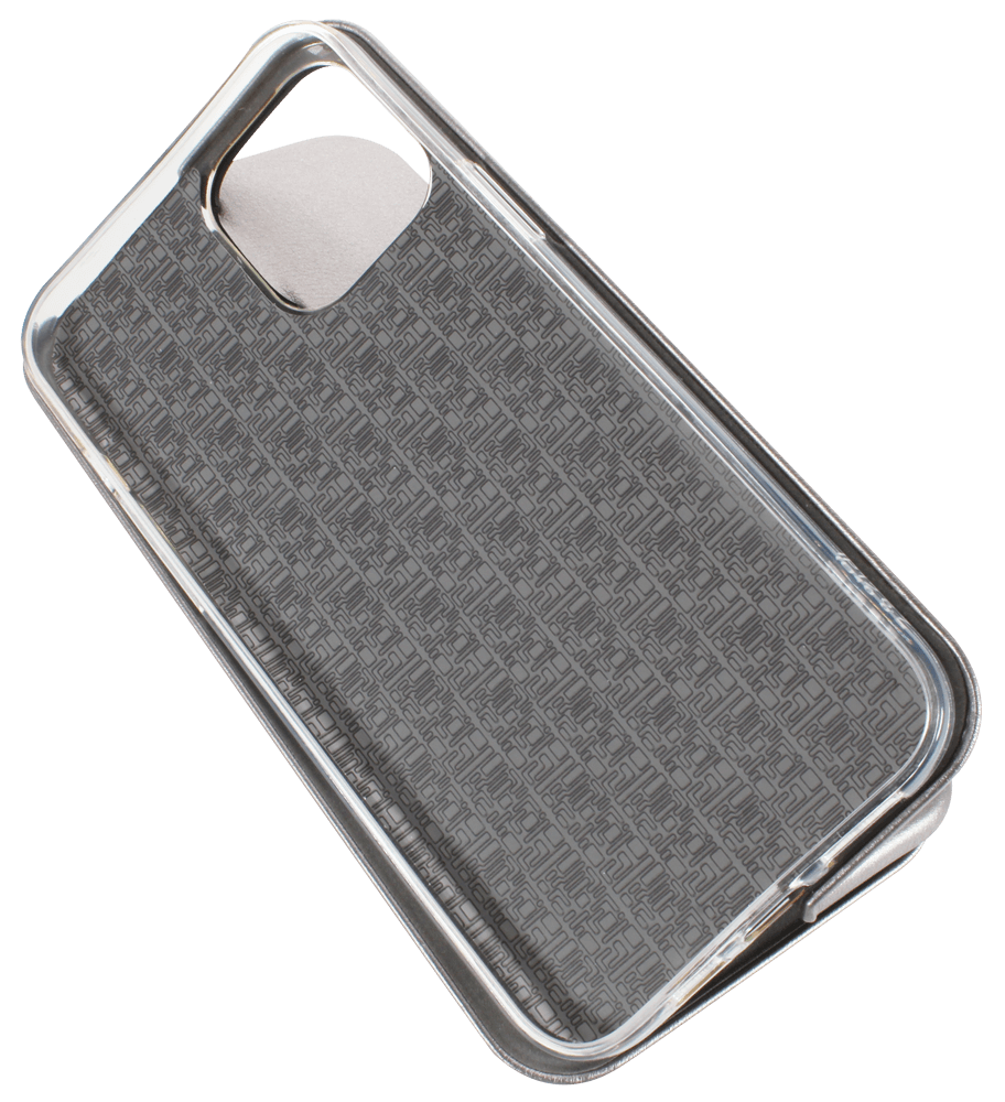 Apple iPhone 12 Pro Max oldalra nyíló mágneses flipes bőrtok prémium minőség ezüst