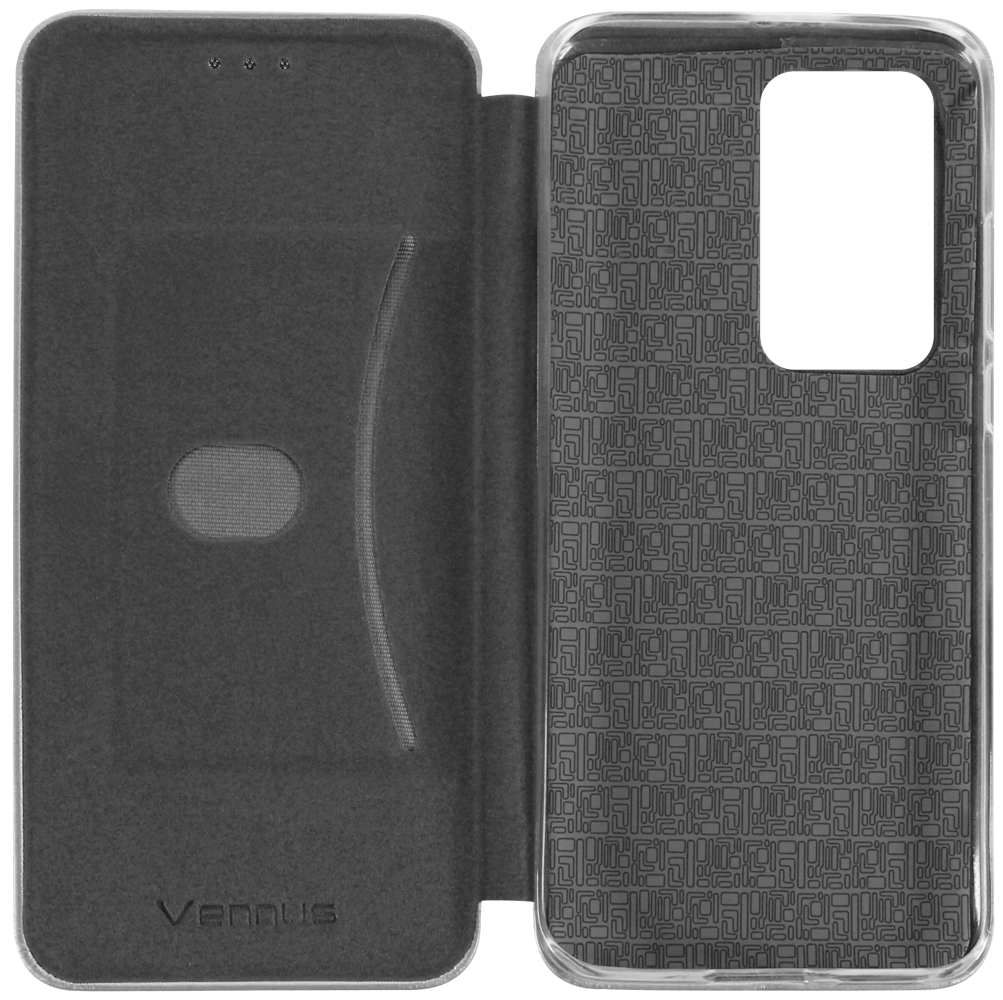 Huawei P40 Pro oldalra nyíló mágneses flipes bőrtok prémium minőség ezüst