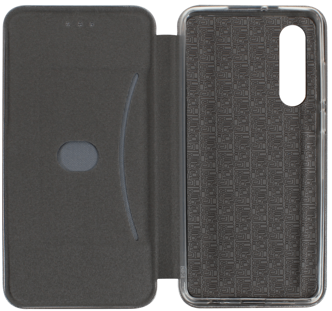 Huawei P30 oldalra nyíló mágneses flipes bőrtok prémium minőség ezüst