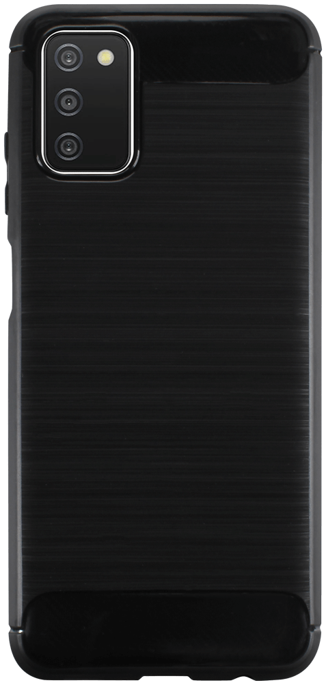 Samsung Galaxy A03s (SM-A037F) ütésálló szilikon tok szálcsiszolt-karbon minta légpárnás sarok fekete