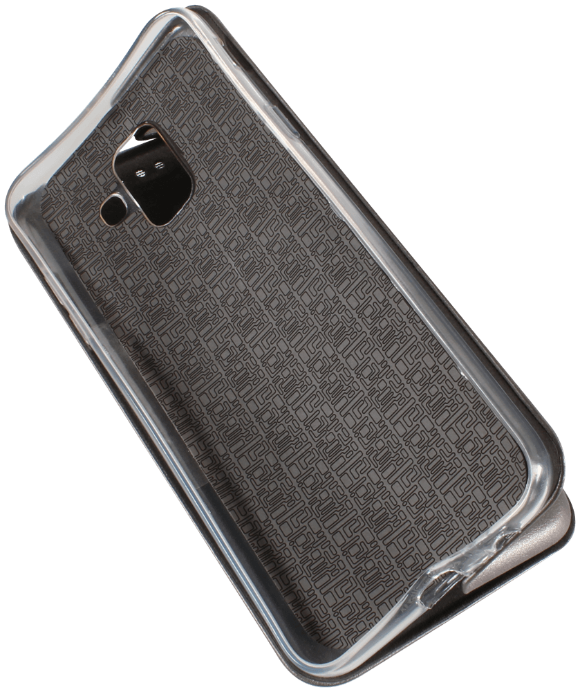 Samsung Galaxy A6 2018 (A600) oldalra nyíló mágneses flipes bőrtok prémium minőség ezüst