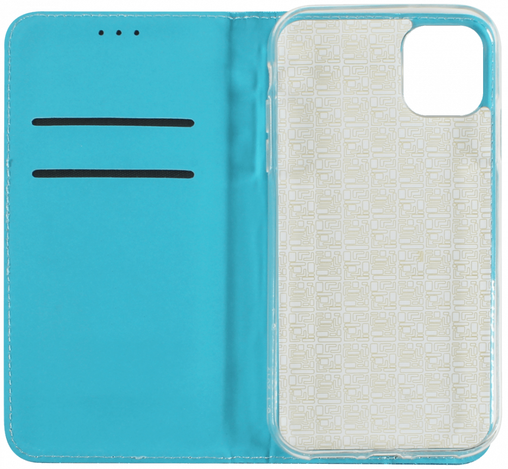 Apple iPhone 11 oldalra nyíló flipes bőrtok csillámos kék