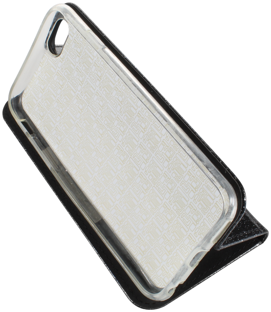 Apple iPhone 6S oldalra nyíló flipes bőrtok csillámos fekete