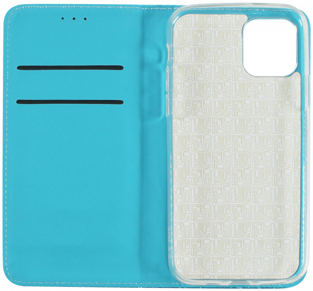 Apple iPhone 11 Pro oldalra nyíló flipes bőrtok csillámos kék