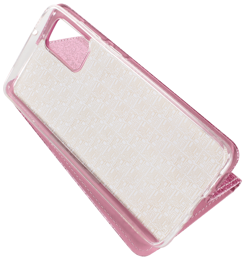 Samsung Galaxy S20 Plus (SM-G985F) oldalra nyíló flipes bőrtok csillámos rózsaszín