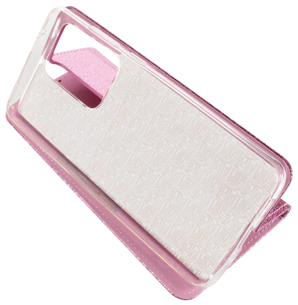 Samsung Galaxy S20 Ultra (SM-G988B) oldalra nyíló flipes bőrtok csillámos rózsaszín