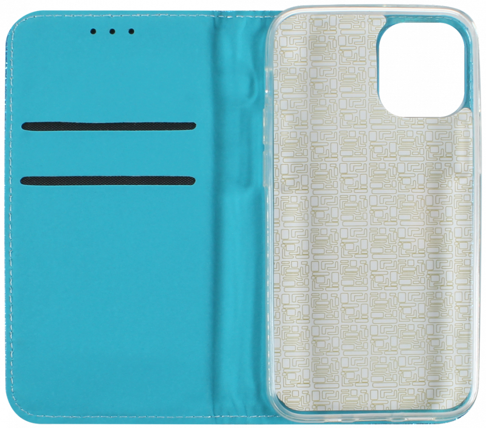 Apple iPhone 12 Mini oldalra nyíló flipes bőrtok csillámos kék