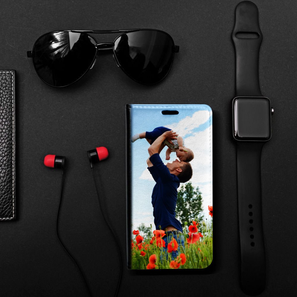 Apple iPhone 12 Mini oldalra nyíló flipes bőrtok asztali tartó funkciós fekete