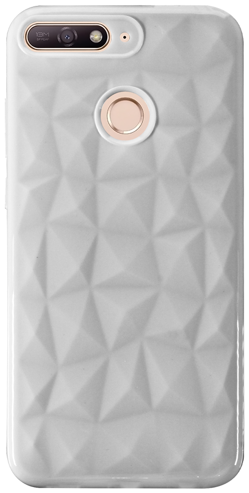 Huawei Y6 Prime 2018 szilikon tok 3D gyémántmintás fehér