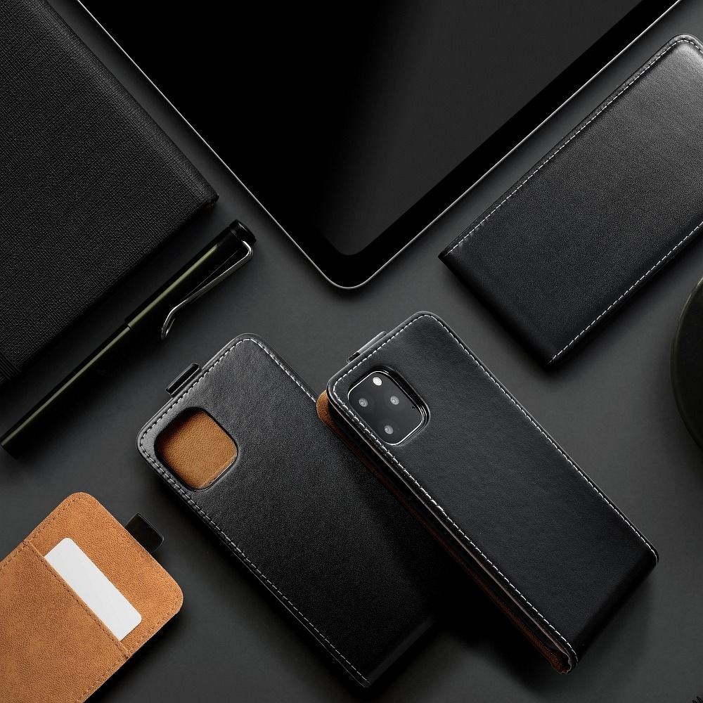 Xiaomi Redmi Note 9 lenyíló flipes bőrtok fekete