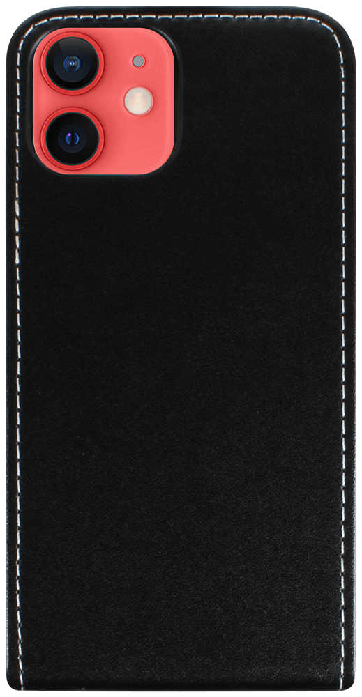 Apple iPhone 12 lenyíló flipes bőrtok fekete