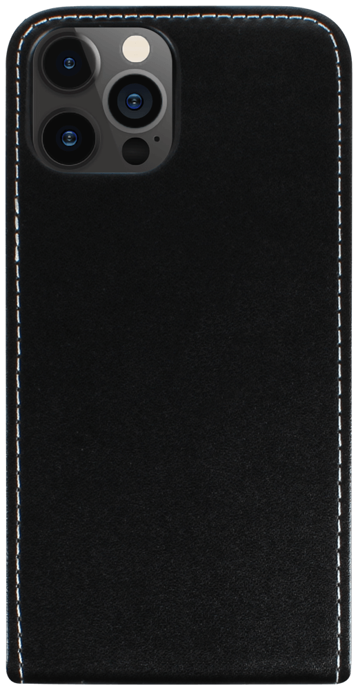 Apple iPhone 12 Pro lenyíló flipes bőrtok fekete