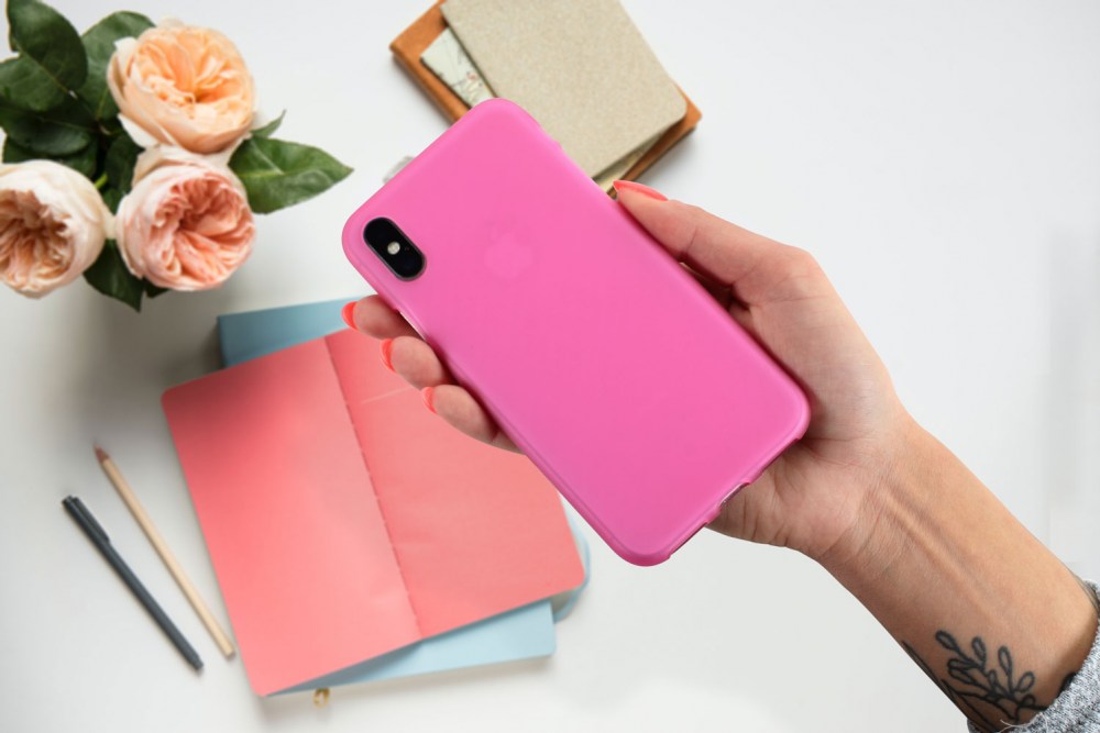 Nokia 6 2018 szilikon tok matt-fényes keret rózsaszín