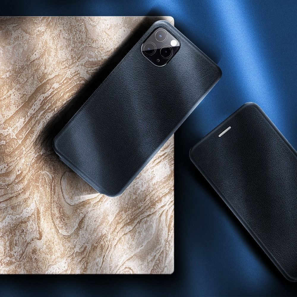 Huawei Y5P lenyíló mágneses flipes bőrtok prémium minőség fekete