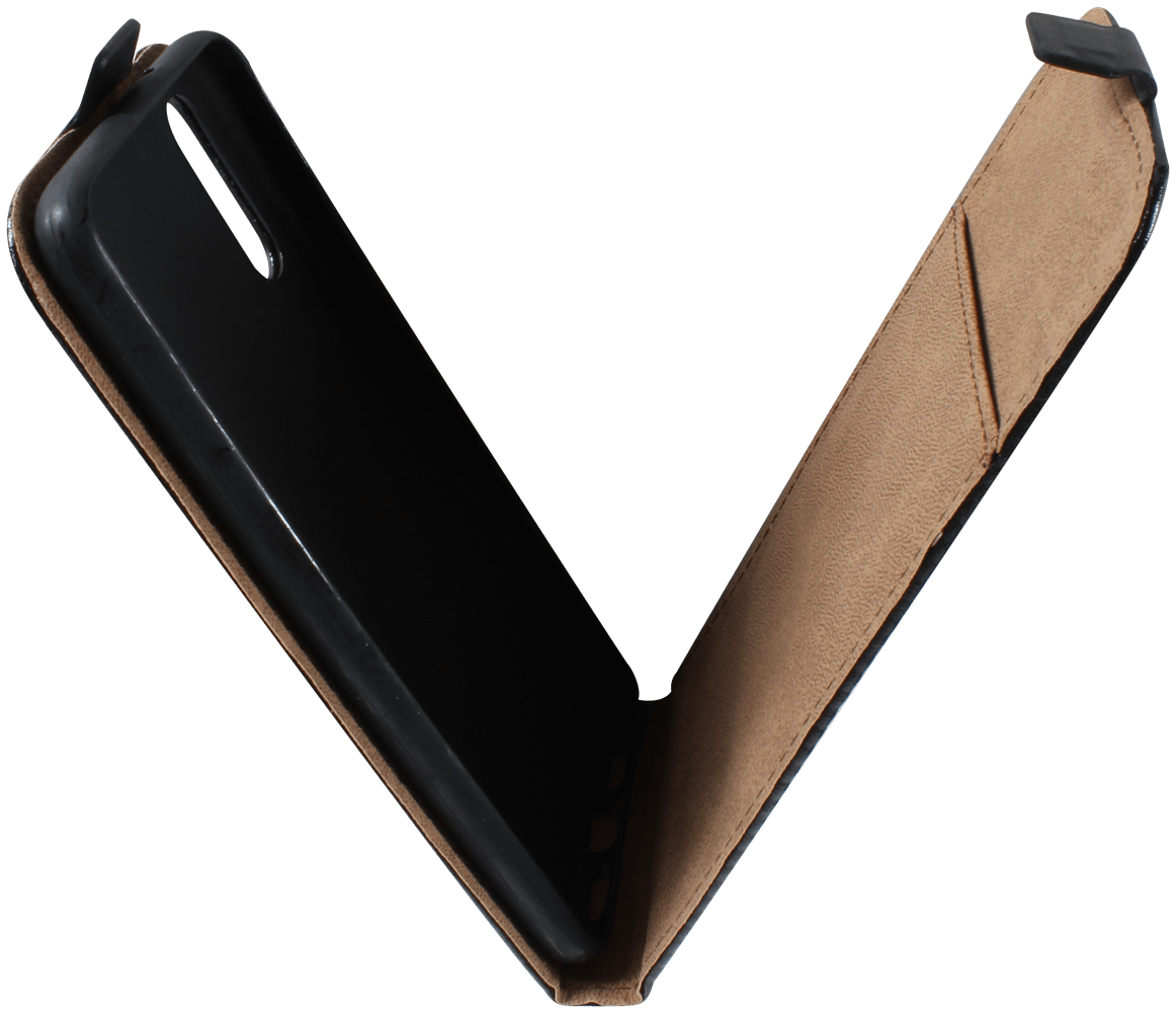 Huawei P20 lenyíló flipes bőrtok fekete