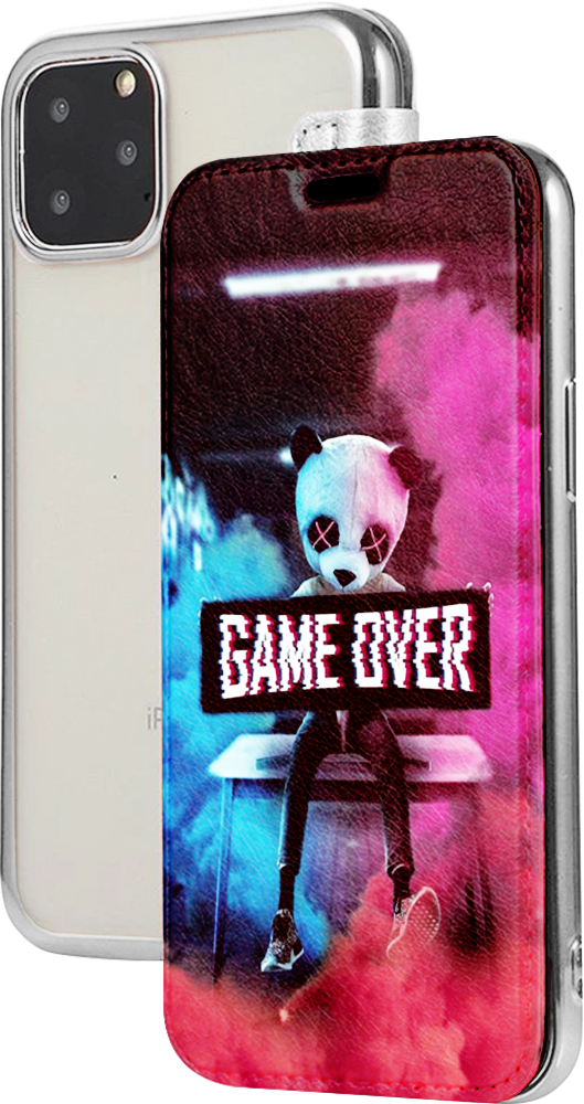 Huawei Y5 Prime 2018 (Y5 2018) oldalra nyíló flipes bőrtok átlátszó szilikon hátlap, fémhatású keret ezüst