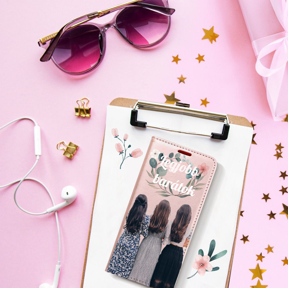 Samsung Galaxy S21 Ultra 5G (SM-G998B) oldalra nyíló flipes bőrtok asztali tartó funkciós rozéarany