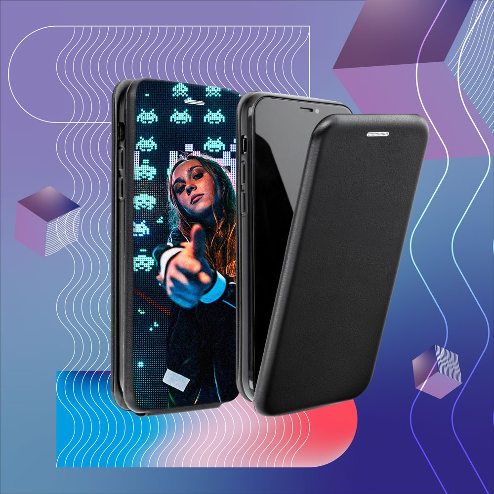 Huawei Honor 8 Lite lenyíló mágneses flipes bőrtok prémium minőség fekete