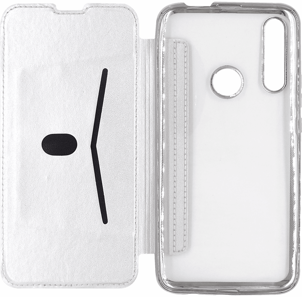 Samsung Galaxy S8 Plus (G955) oldalra nyíló flipes bőrtok átlátszó szilikon hátlap, fémhatású keret ezüst