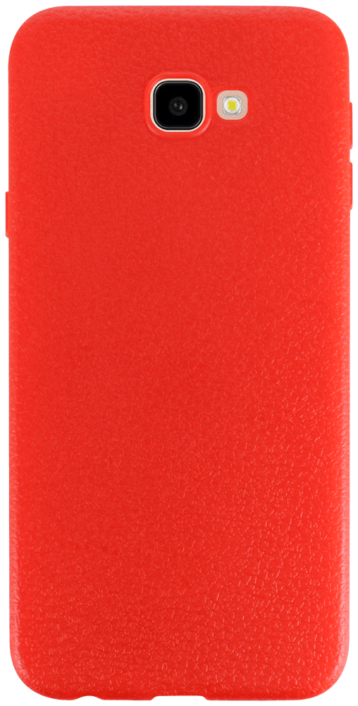 Samsung Galaxy J4 Plus (J415F) szilikon tok bőrhatású piros