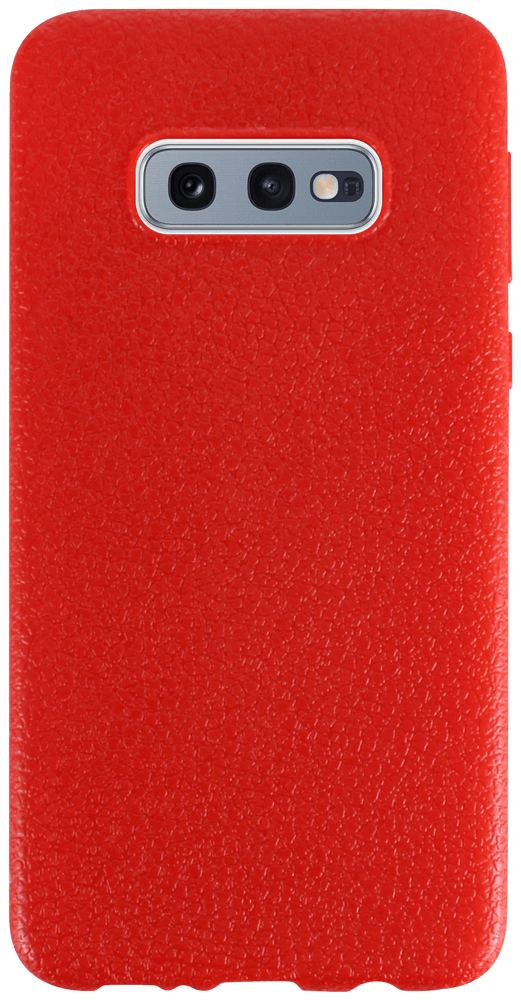 Samsung Galaxy S10e (SM-G970) szilikon tok bőrhatású piros