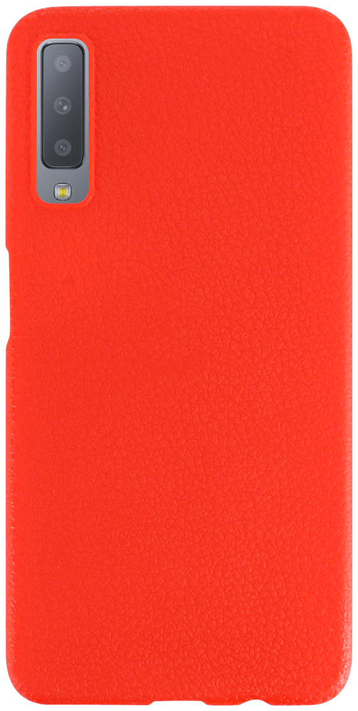 Samsung Galaxy A7 2018 (SM-A750F) szilikon tok bőrhatású piros