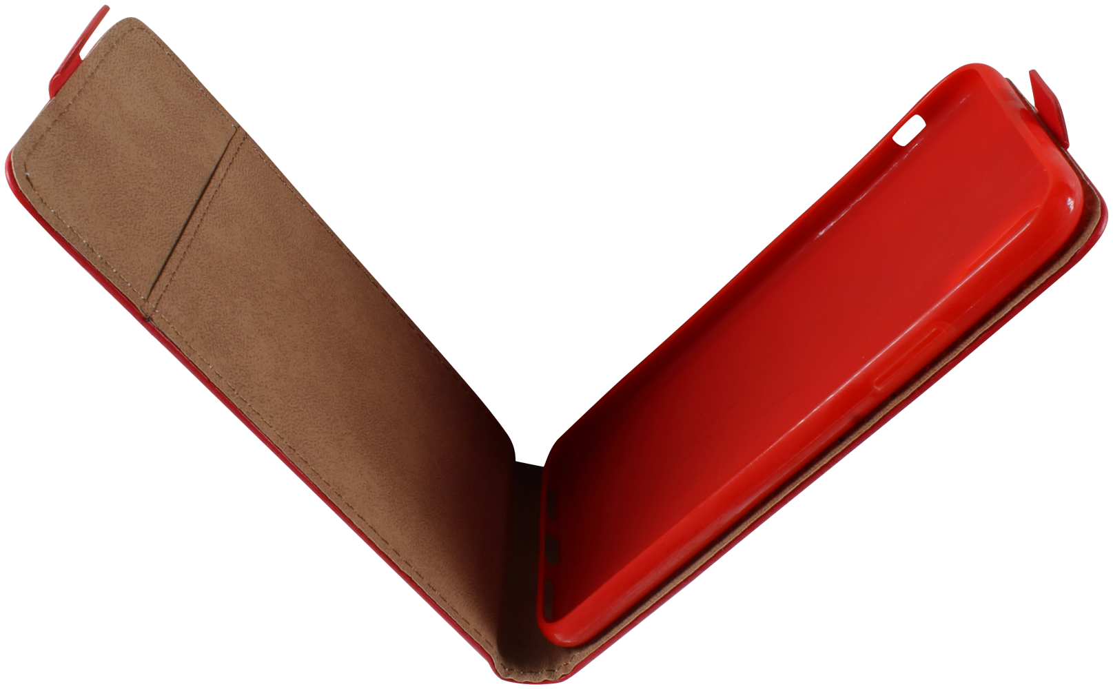 Apple iPhone X lenyíló flipes bőrtok piros
