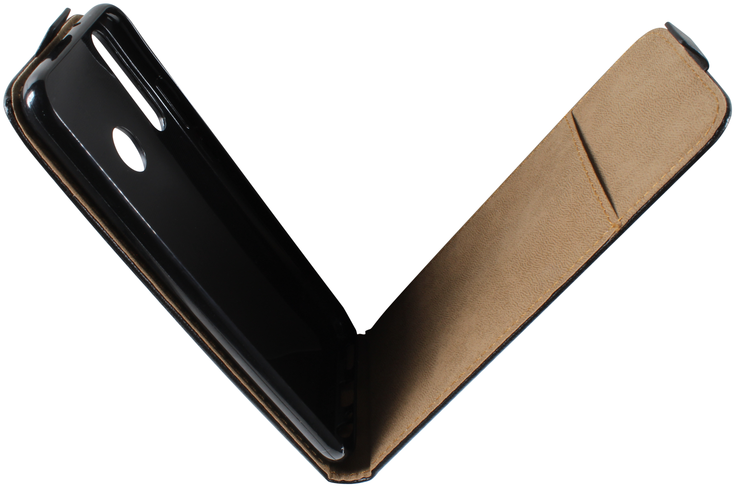 Huawei P40 Lite E lenyíló flipes bőrtok fekete