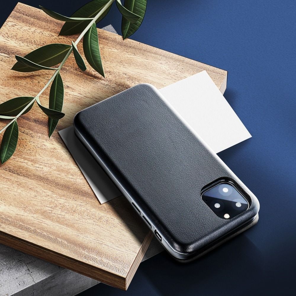 Huawei P Smart 2020 lenyíló mágneses flipes bőrtok prémium minőség fekete