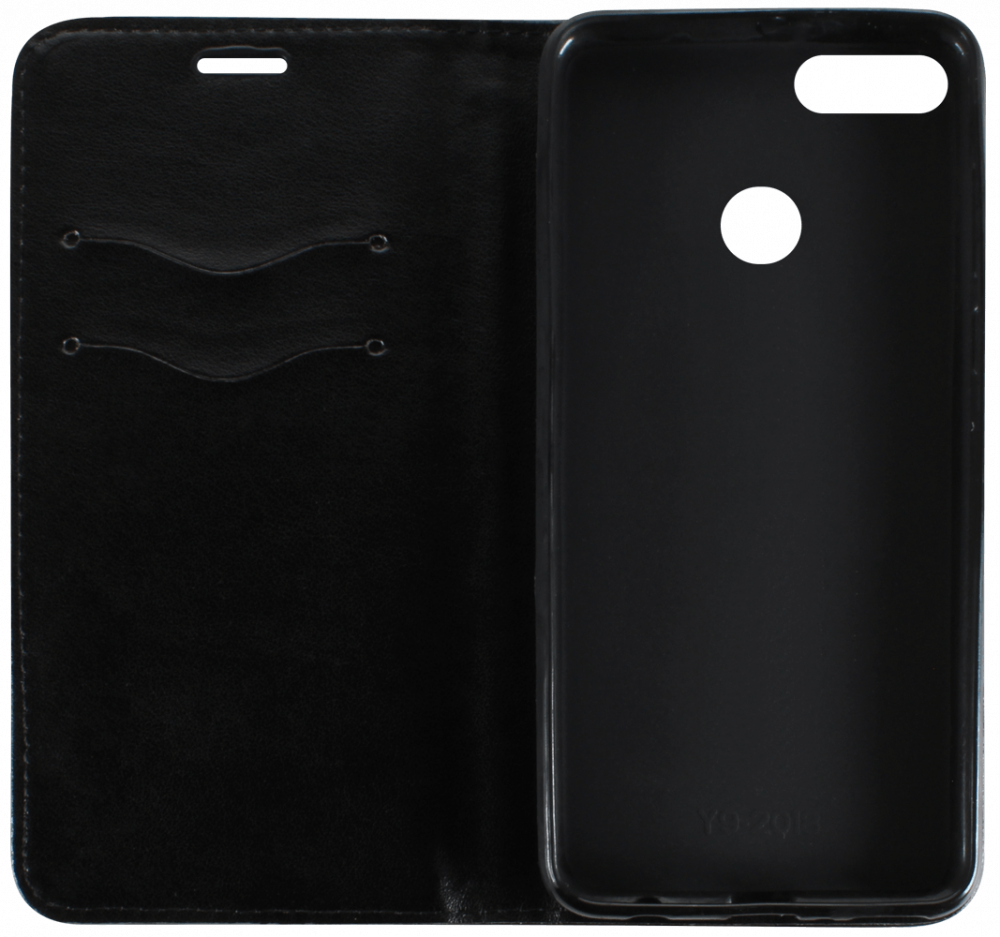 Huawei Y9 2018 oldalra nyíló flipes bőrtok asztali tartó funkciós fekete